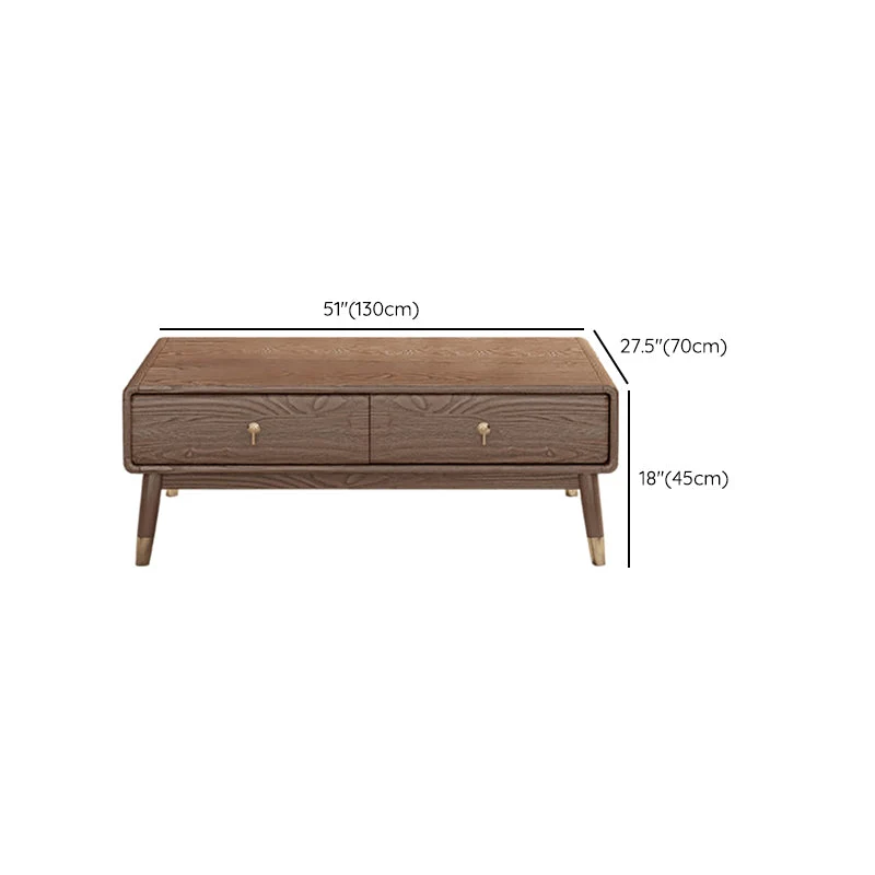 Mesa de centro rectangular de madera maciza con 4 patas Glam de 27" de ancho y almacenamiento Clearhalo