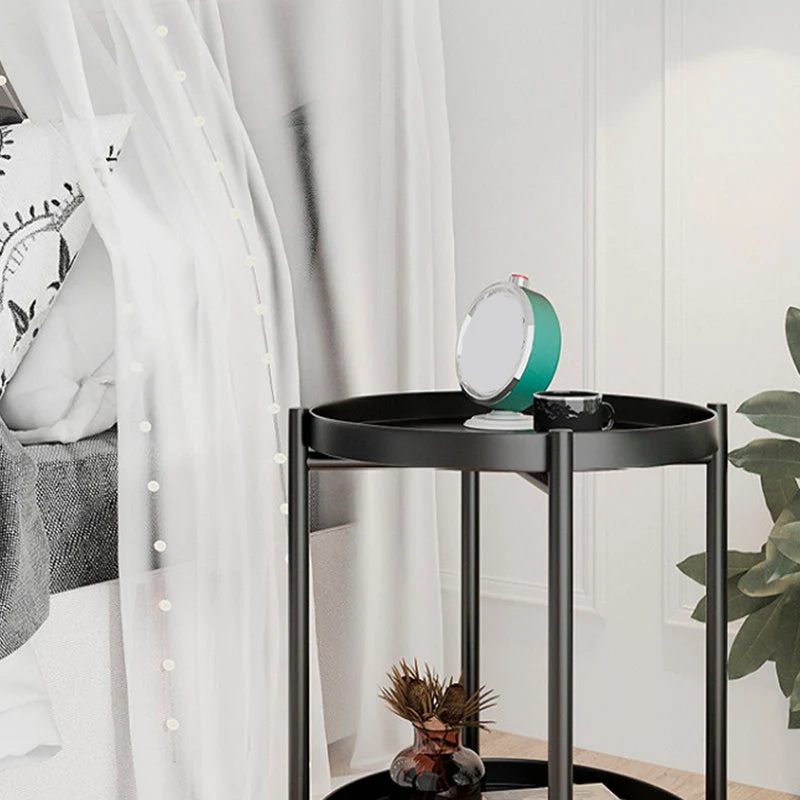 Mesa decorativa de almacenamiento abierta Mesita de noche con acabado antiguo y 2 estantes Oro Clearhalo