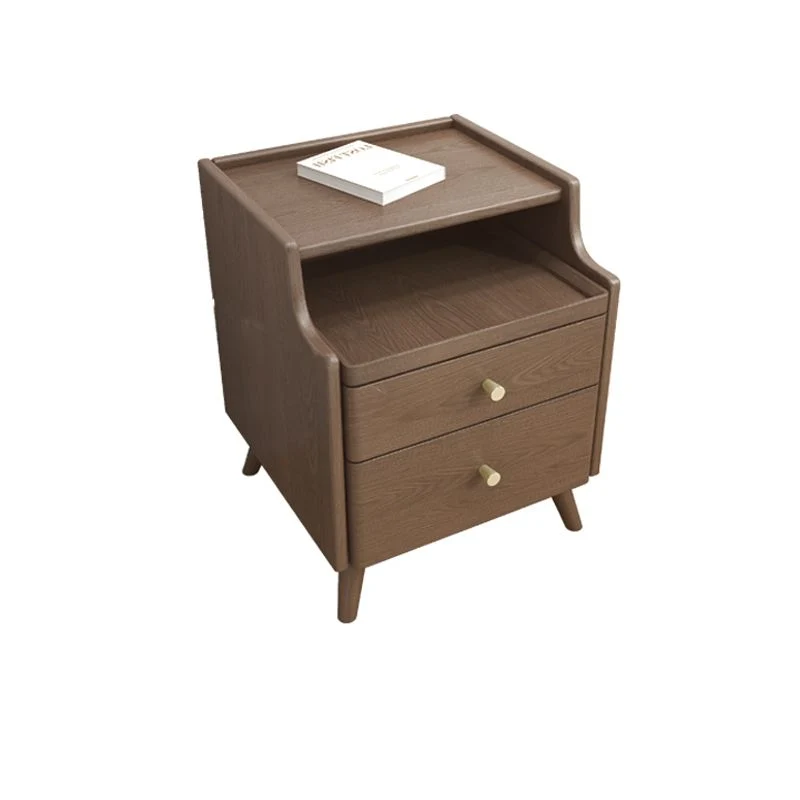 Mesa decorativa de almacenamiento abierto, estantes de mesita de noche con cajones, mesa de noche de madera maciza Natural...