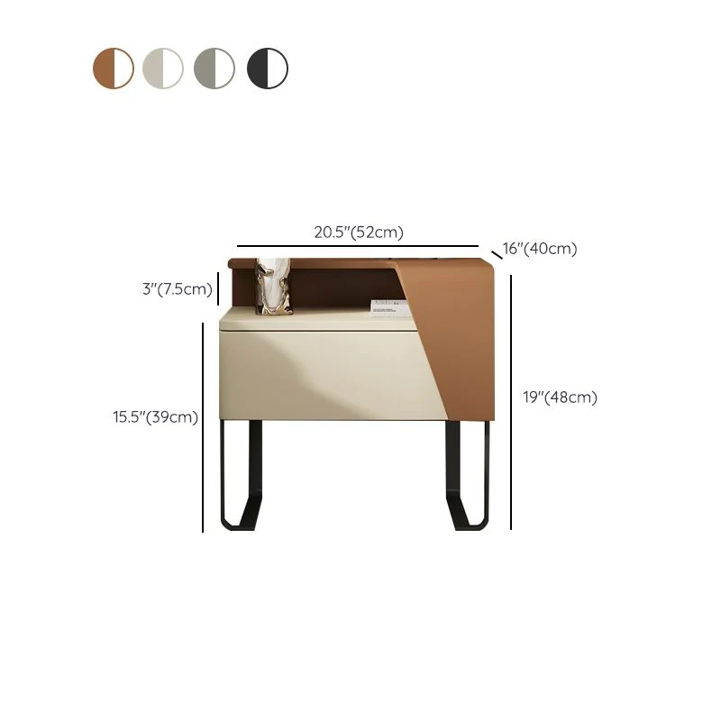 Mesa decorativa de almacenamiento abierto, mesita de noche de madera para dormitorio Marron Clearhalo