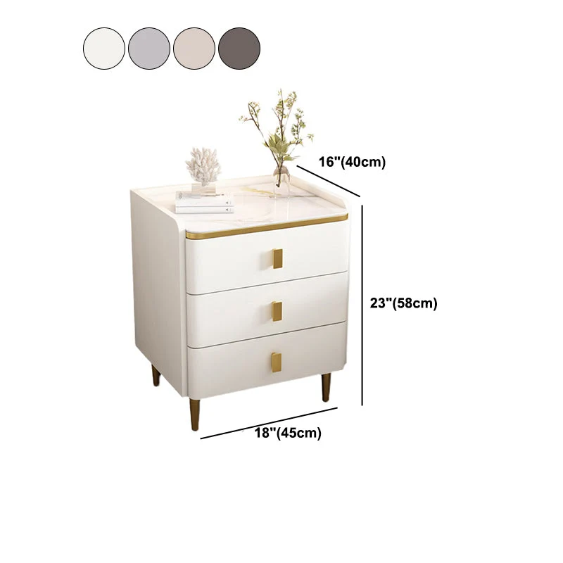 Mesa decorativa con panel base de madera Glam, mesita de noche con cajón, mesa de noche con patas Gris Clearhalo