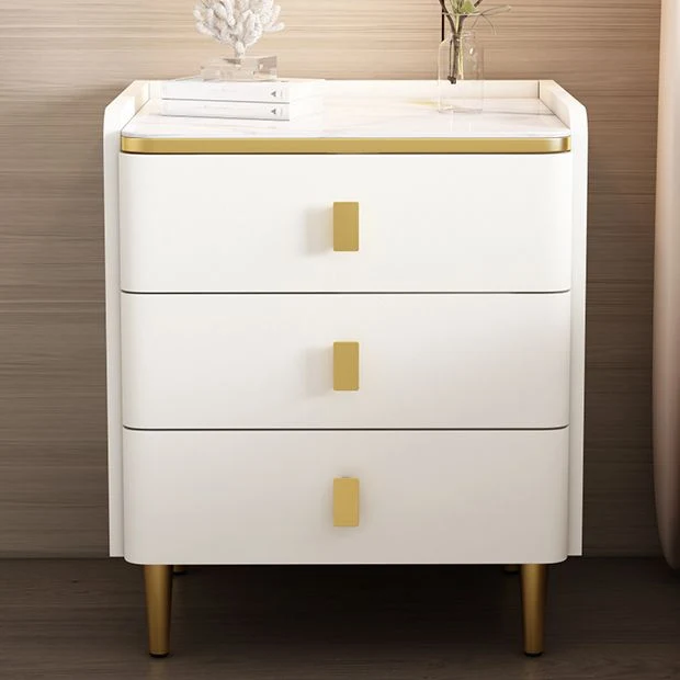 Mesa decorativa con panel base de madera Glam, mesita de noche con cajón, mesa de noche con patas Gris Clearhalo