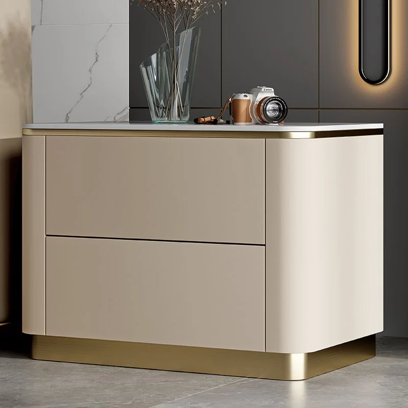 Mesa decorativa con panel base de madera Glam, mesita de noche con cajón, mesa de noche con almacenamiento Verde Clearhalo