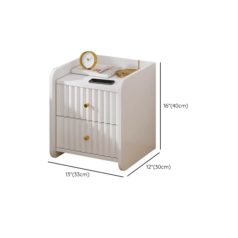 Mesa decorativa contemporánea Mesita de noche Acabado antiguo Cajón Almacenamiento Cama Mesita de noche Blanco Clearhalo