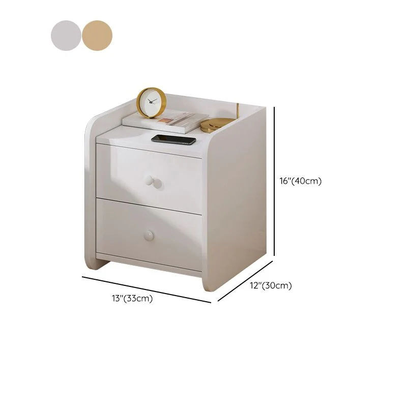 Mesa decorativa contemporánea Mesita de noche Acabado antiguo Cajón Almacenamiento Cama Mesita de noche Blanco Clearhalo