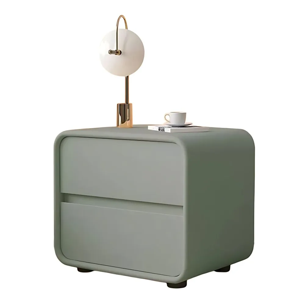 Mesa decorativa contemporánea, mesita de noche, cajón y almacenamiento con 2 cajones Verde Clearhalo