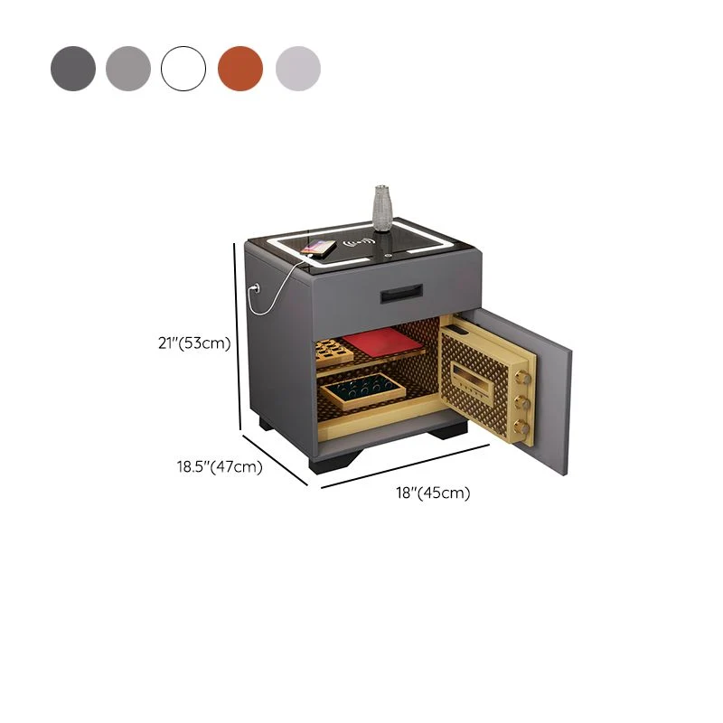 Mesa decorativa contemporánea Mesita de noche Cama de vidrio Mesita de noche para dormitorio Caqui Clearhalo