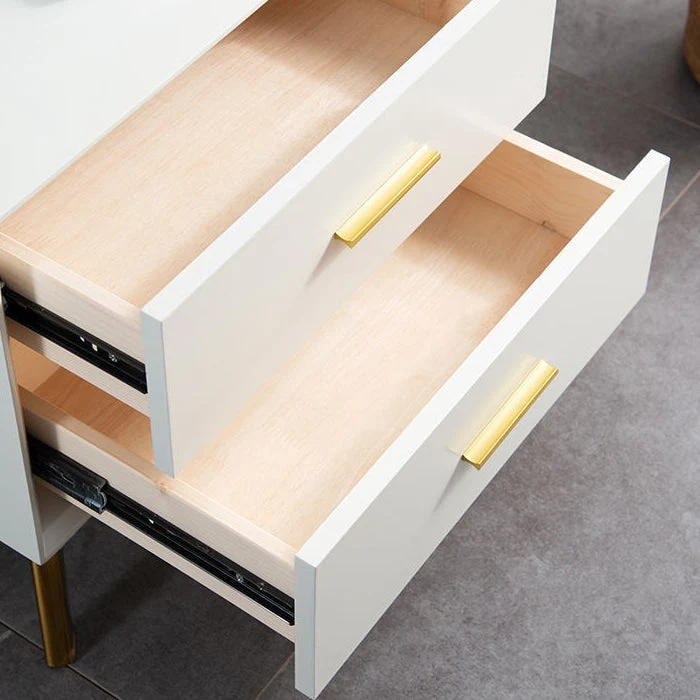 Mesa decorativa contemporánea Mesita de noche con 2 cajones para el hogar Blanco Clearhalo