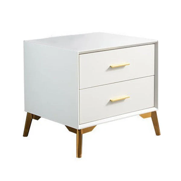 Mesa decorativa contemporánea Mesita de noche con 2 cajones para el hogar Blanco Clearhalo