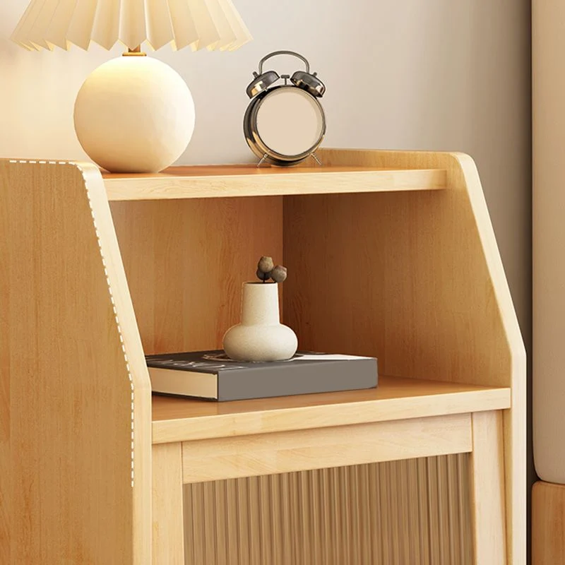 Mesa decorativa contemporánea Mesita de noche con almacenamiento abierto Naturales Clearhalo