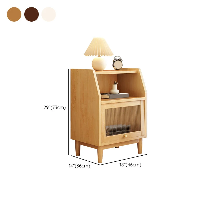 Mesa decorativa contemporánea Mesita de noche con almacenamiento abierto Naturales Clearhalo