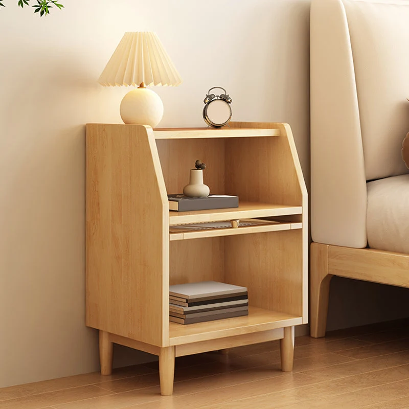 Mesa decorativa contemporánea Mesita de noche con almacenamiento abierto Naturales Clearhalo