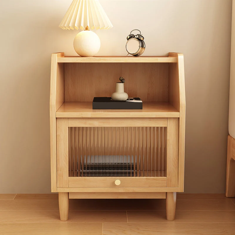 Mesa decorativa contemporánea Mesita de noche con almacenamiento abierto Naturales Clearhalo