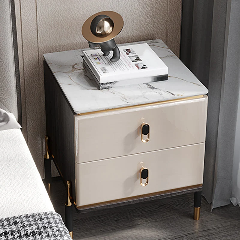 Mesa decorativa contemporánea Mesita de noche Mesa de noche de piedra para dormitorio Clearhalo