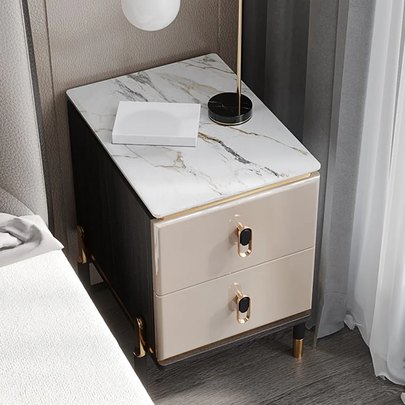 Mesa decorativa contemporánea Mesita de noche Mesa de noche de piedra para dormitorio Clearhalo