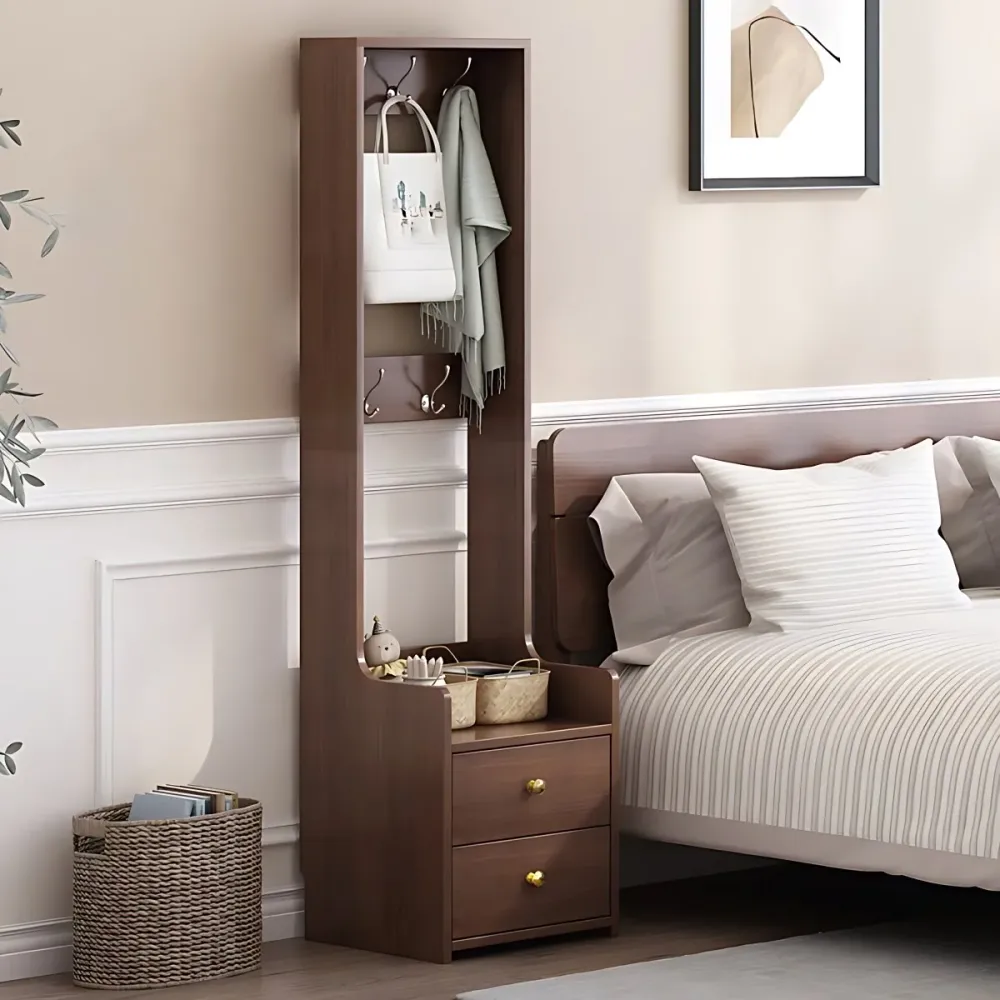 Mesa decorativa contemporánea Mesita de noche Mesa de noche de madera maciza para dormitorio Naturales Clearhalo