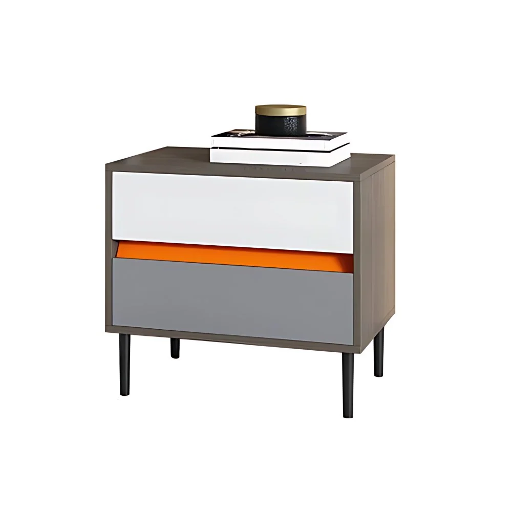 Mesa decorativa contemporánea Mesita de noche Mesa de noche de madera para dormitorio Nogal Clearhalo