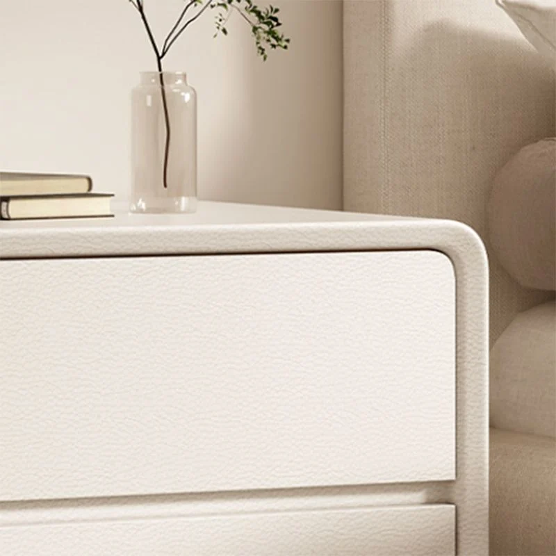 Mesa decorativa contemporánea Mesita de noche Mesita de noche de piel sintética Blanco Clearhalo