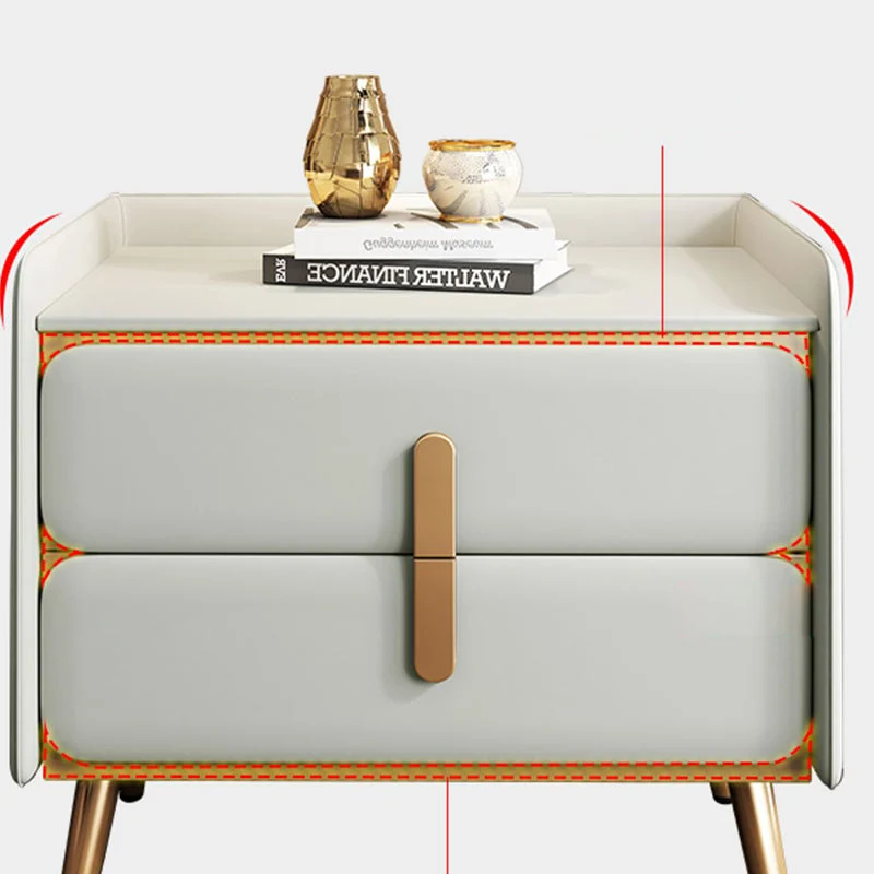 Mesa decorativa contemporánea Mesita de noche Mesita de noche con cama de piel sintética Gris Clearhalo