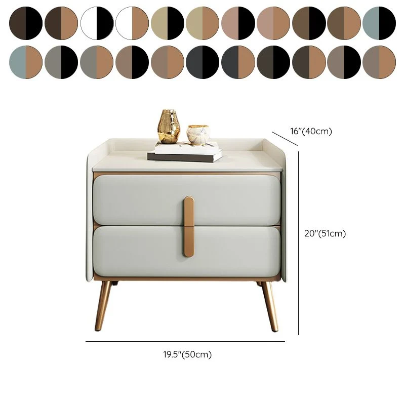 Mesa decorativa contemporánea Mesita de noche Mesita de noche con cama de piel sintética Gris Clearhalo