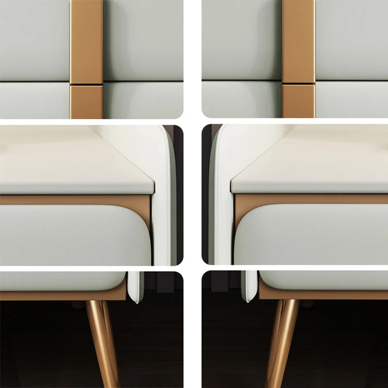 Mesa decorativa contemporánea Mesita de noche Mesita de noche con cama de piel sintética Gris Clearhalo