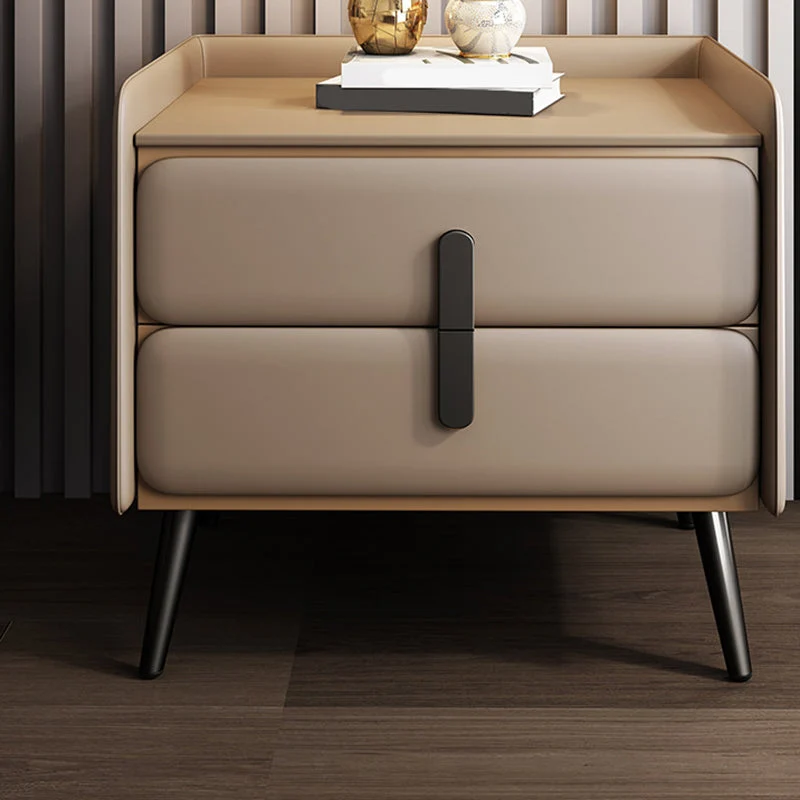 Mesa decorativa contemporánea Mesita de noche Mesita de noche con cama de piel sintética Gris Clearhalo
