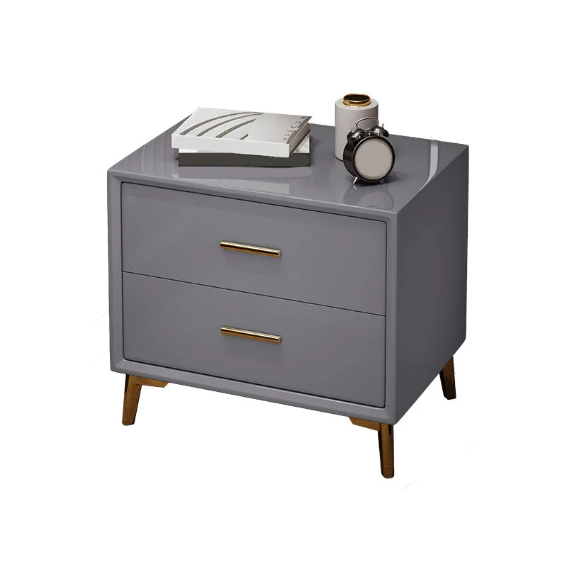 Mesa decorativa Glam, mesita de noche con cajón, mesita de noche con patas Gris Clearhalo
