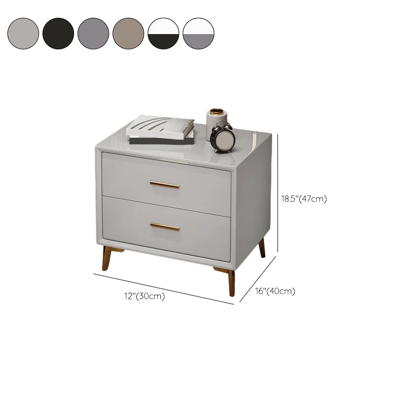 Mesa decorativa Glam, mesita de noche con cajón, mesita de noche con patas Gris Clearhalo