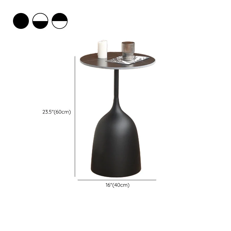 Mesa decorativa Glam, mesita de noche redonda de metal, 23,6 pulgadas de alto Negro Clearhalo