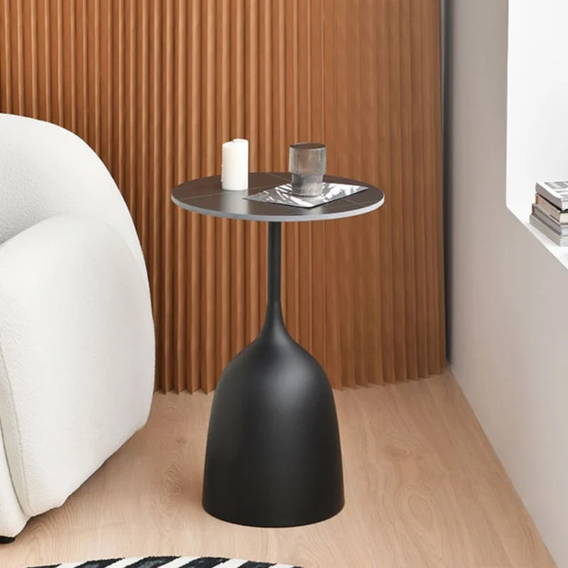 Mesa decorativa Glam, mesita de noche redonda de metal, 23,6 pulgadas de alto Negro Clearhalo
