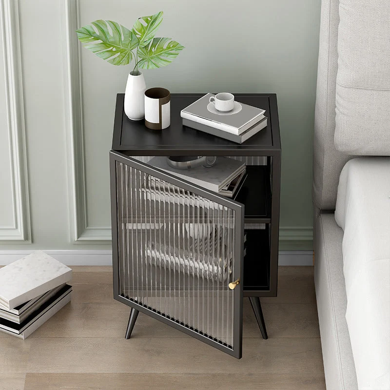 Mesa decorativa industrial Mesita de noche Mesa de noche con acabado antiguo Blanco Clearhalo