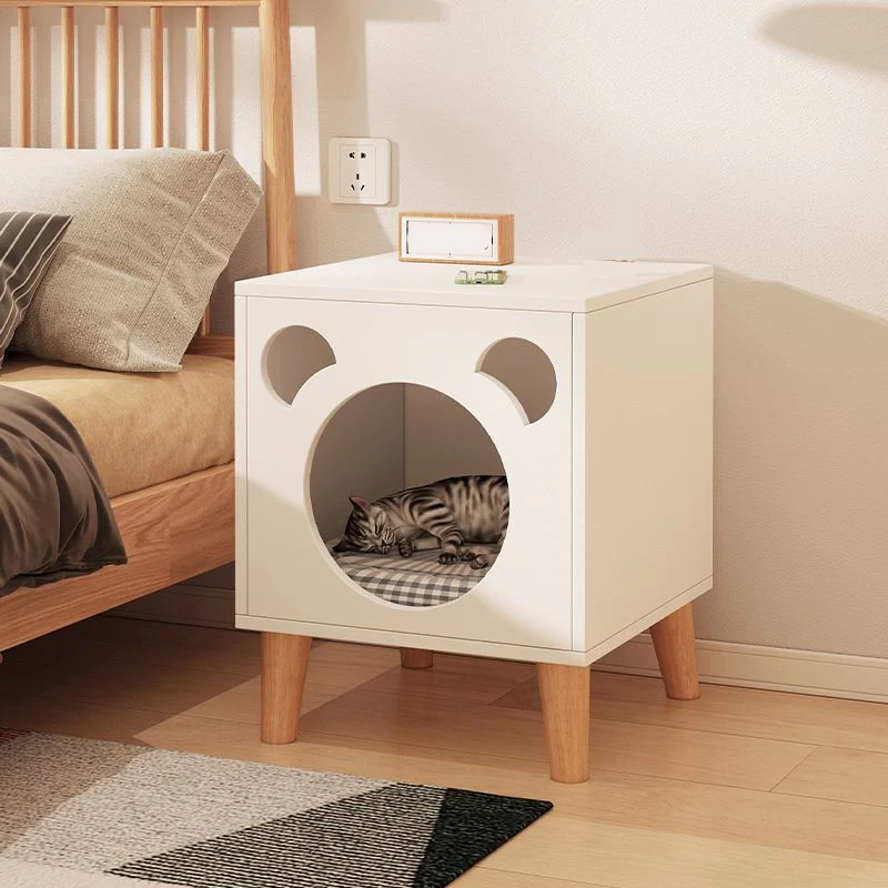Mesa decorativa de madera artificial Mesita de noche Almacenamiento moderno Mesita de noche Patas Madera Clearhalo