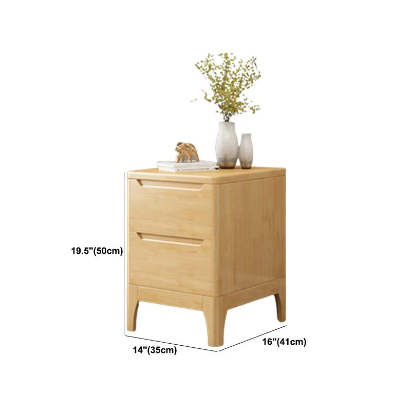 Mesa decorativa de madera maciza Mesita de noche Mesa de noche contemporánea con cajones Clearhalo