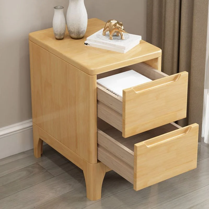 Mesa decorativa de madera maciza Mesita de noche Mesa de noche contemporánea con cajones Clearhalo