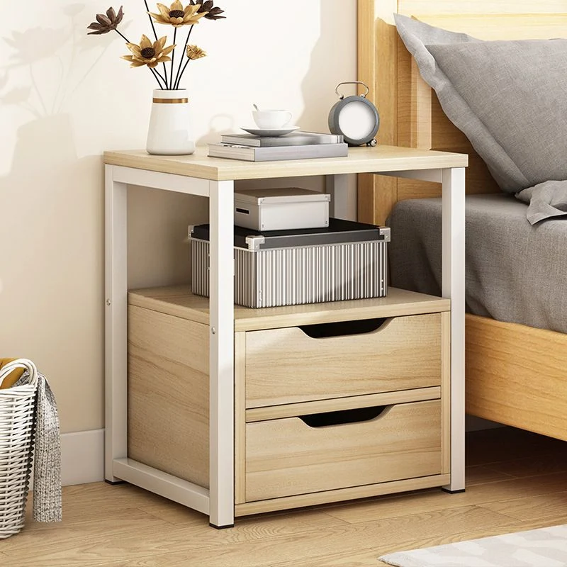 Mesa decorativa de madera Mesita de noche Mesa de noche contemporánea para dormitorio Blanco Clearhalo