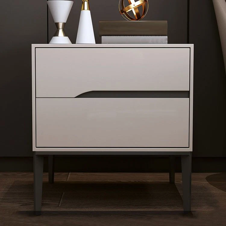 Mesa decorativa de madera Mesita de noche moderna con cajones Gris Clearhalo