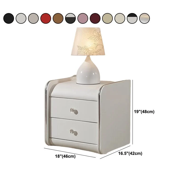 Mesa decorativa de madera sintética Mesita de noche Mesa de noche contemporánea con cajones Beis Clearhalo
