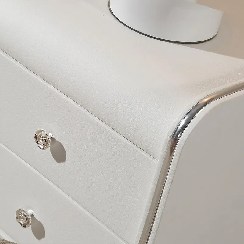 Mesa decorativa de madera sintética Mesita de noche Mesa de noche contemporánea con cajones Beis Clearhalo