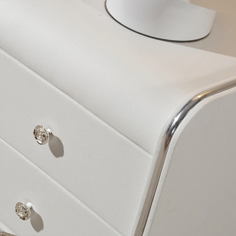 Mesa decorativa de madera sintética Mesita de noche Mesa de noche contemporánea con cajones Beis Clearhalo