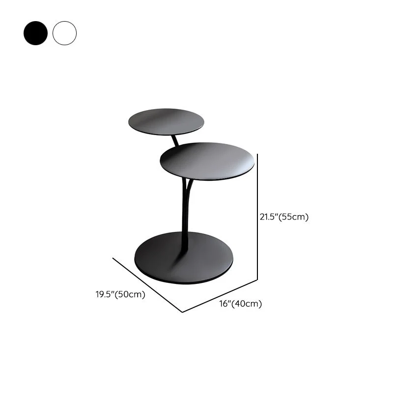 Mesa decorativa de metal contemporánea Mesita de noche con acabado antiguo Blanco Clearhalo