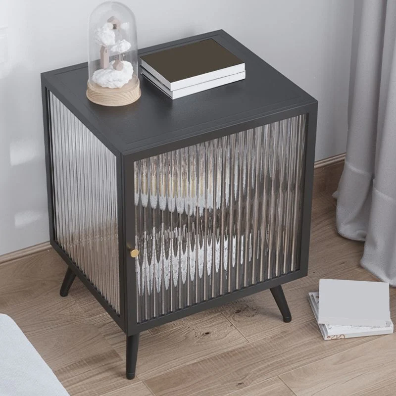 Mesa decorativa moderna Mesita de noche Cama de metal Mesita de noche para dormitorio Blanco Clearhalo