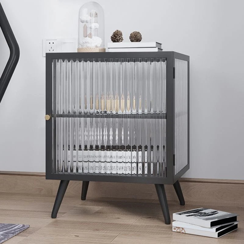 Mesa decorativa moderna Mesita de noche Cama de metal Mesita de noche para dormitorio Blanco Clearhalo