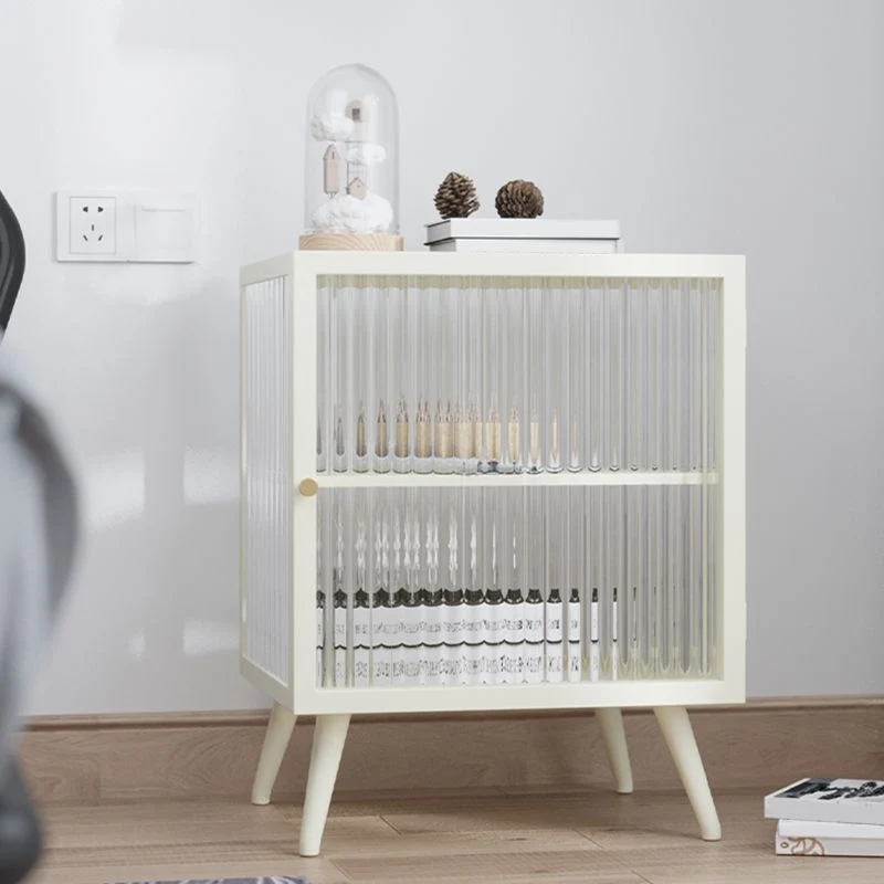 Mesa decorativa moderna Mesita de noche Cama de metal Mesita de noche para dormitorio Blanco Clearhalo