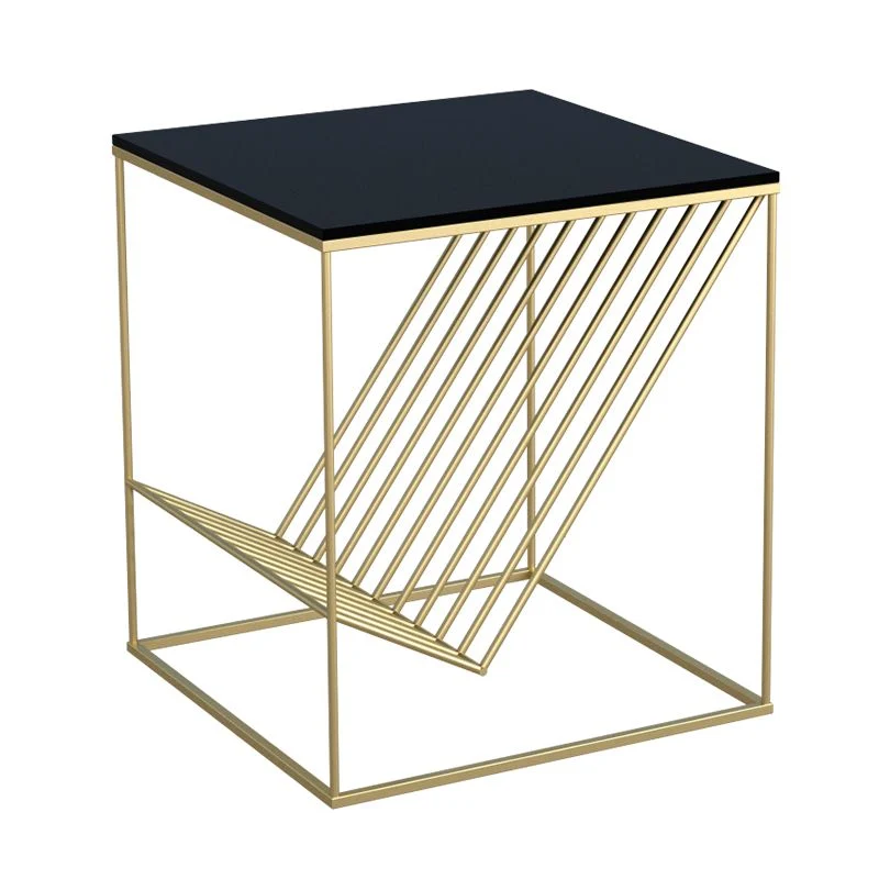 Mesa decorativa moderna Mesita de noche de cristal con estantes, 19,7 pulgadas de alto Negro Clearhalo