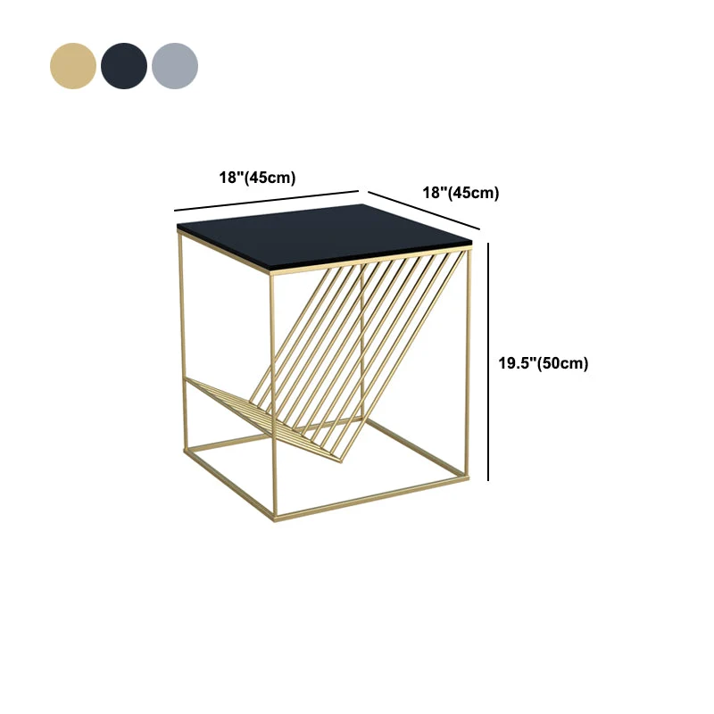 Mesa decorativa moderna Mesita de noche de cristal con estantes, 19,7 pulgadas de alto Negro Clearhalo