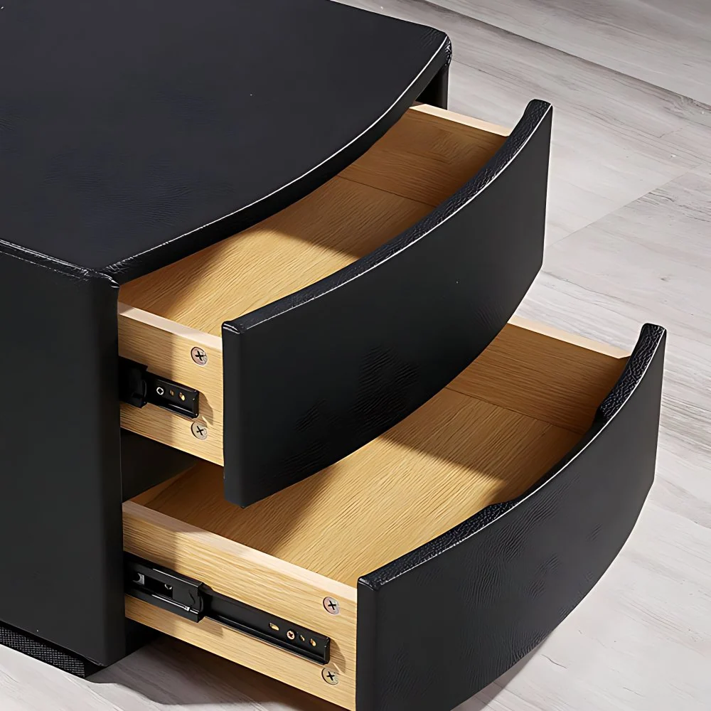 Mesa decorativa moderna Mesita de noche Mesita de noche de cuero para dormitorio Beis Clearhalo