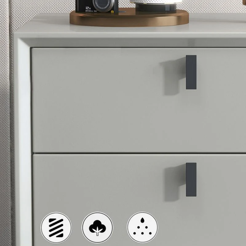 Mesa decorativa moderna Mesita de noche Mesita de noche de madera con cajones Gris Clearhalo