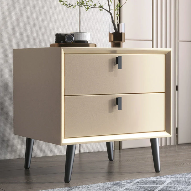 Mesa decorativa moderna Mesita de noche Mesita de noche de madera con cajones Gris Clearhalo