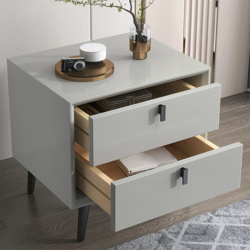 Mesa decorativa moderna Mesita de noche Mesita de noche de madera con cajones Gris Clearhalo