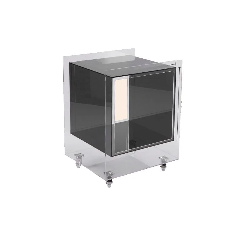 Mesa de noche de acrílico cuadrada con almacenamiento abierto para dormitorio Negro Clearhalo